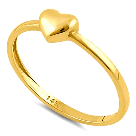 - Solid 14K Yellow Gold Puffy Heart Ring - Picture 1 of 4